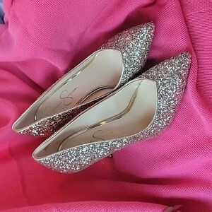 New Without box Jessica Simpson Gold Glitter Henah heels size 9 Prom Shoes